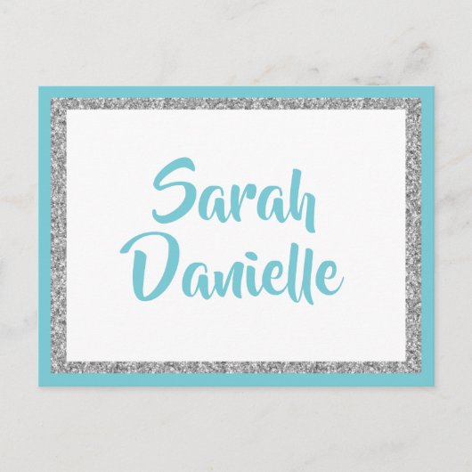 Blue en Silver Glitter Wish Kaart (Voorkant)