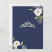 Blue en Silver Tiara Floral Elegant Quinceañera Kaart (Achterkant)