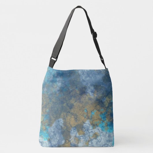 Blue en Turquoise Abstract Crossbody Tas (Achterkant)