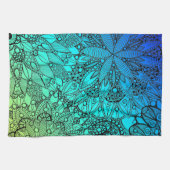Blue en Turquoise Mandala Pattern Theedoek (Horizontaal)