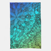 Blue en Turquoise Mandala Pattern Theedoek (Verticaal)