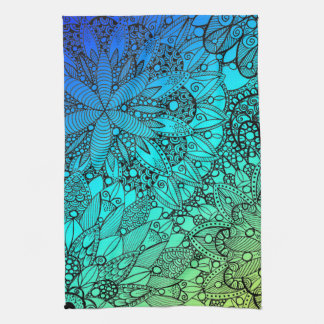 Blue en Turquoise Mandala Pattern Theedoek
