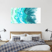 Blue- en Turquoise Ocean Waves Digital Art Canvas Afdruk (Insitu (Slaapkamer))
