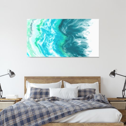 Blue- en Turquoise Ocean Waves Digital Art Canvas Afdruk (Insitu (Slaapkamer))