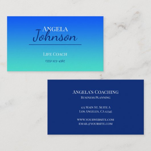 Blue en Turquoise Ombre Visitekaartje (Voorkant / Achterkant)