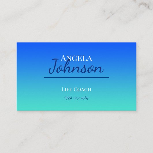 Blue en Turquoise Ombre Visitekaartje (Voorkant)