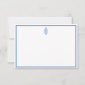 BLue en White Monogrammed Flat Note Kaart (Voorkant)