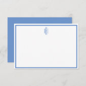 BLue en White Monogrammed Flat Note Kaart (Voorkant / Achterkant)