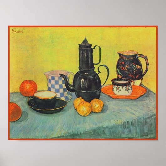 Blue Enamel Coffeepot Earthenware Van Gogh Fine Poster (Voorkant)
