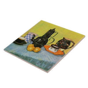 Blue Enamel Coffeepot Earthenware Van Gogh Fine Tegeltje