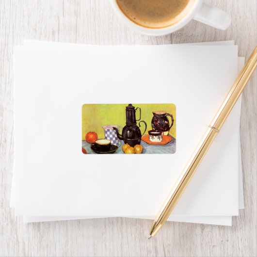 Blue Enamel Coffeepot van Vincent van Gogh Etiket (Insitu)