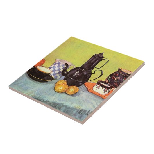 Blue Enamel Coffeepot van Vincent van Gogh Tegeltje (Zijkant)