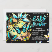 Blue Enchanted Butterfly Digital Boy Baby shower Kaart (Voorkant)