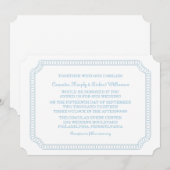 Blue Encirled Ticket Wedding Invite Kaart (Voorkant / Achterkant)