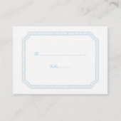 Blue Encirled Ticket Wedding Place Card (Voorkant)
