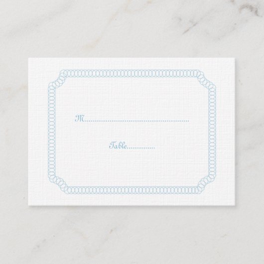 Blue Encirled Ticket Wedding Place Card (Voorkant)