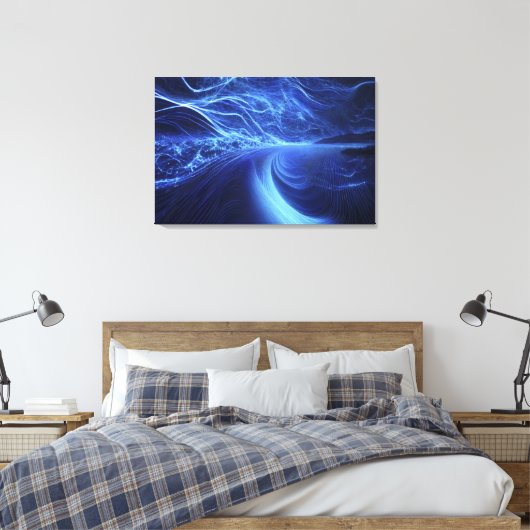 Blue Energy Flow Canvas Afdruk (Insitu (Slaapkamer))