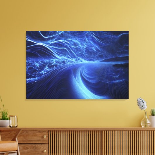 Blue Energy Flow Canvas Afdruk (Insitu (Woonkamer))