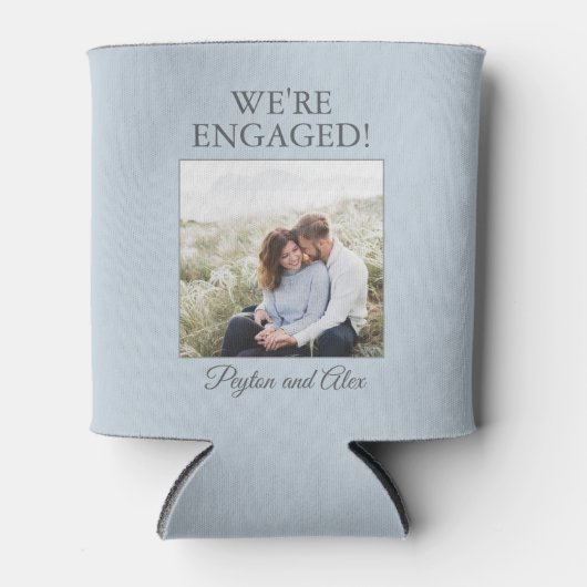Blue Engagement Party Foto We zijn verloofd Blikjeskoeler (Voorkant)