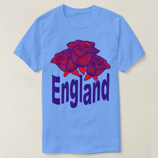 Blue England Text met Abstract Engels Roos T-shirt (Design voorkant)