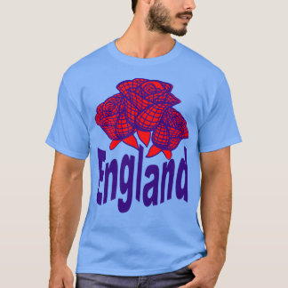 Blue England Text met Abstract Engels Roos T-shirt