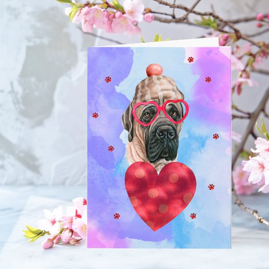 Blue English Mastiff Valentijnsdag Gift Dog Kaart