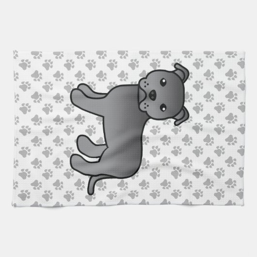 Blue English Staffordshire Bull Terrier Dog Theedoek (Horizontaal)