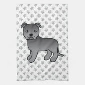 Blue English Staffordshire Bull Terrier Dog Theedoek (Verticaal)