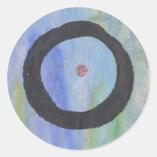 Blue Enso Zen Circle of Tranquility Stickers (Voorkant)