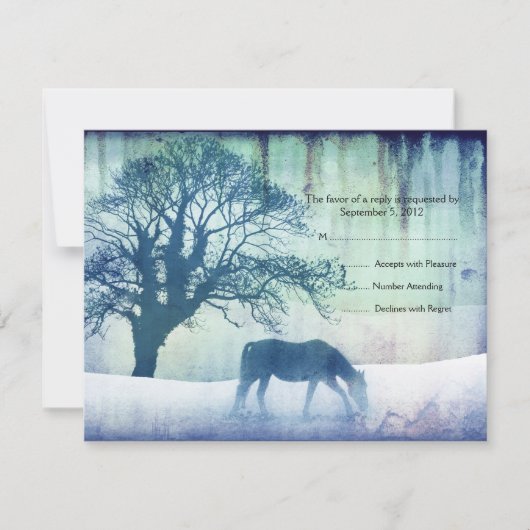 Blue Equestrian Wedding RSVP Kaartje (Voorkant)
