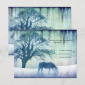 Blue Equestrian Wedding RSVP Kaartje (Voorkant / Achterkant)
