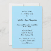 Blue Equine Birthday Party Invitation Kaart (Achterkant)