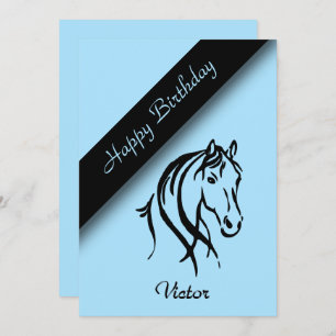 Blue Equine Birthday Party Invitation Kaart