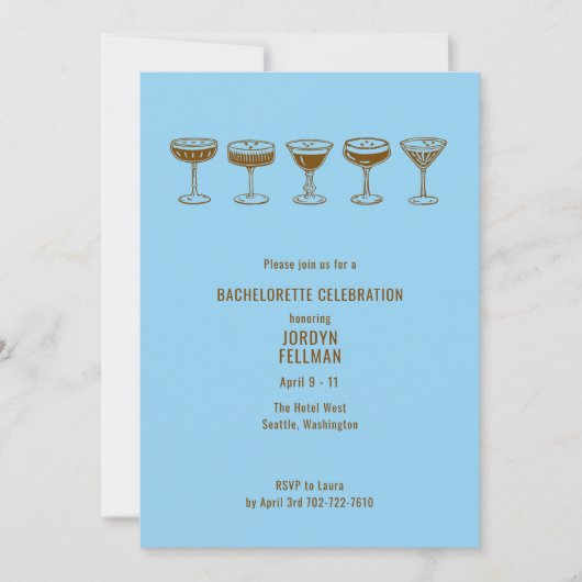 Blue Espresso Martini Bachelorette w/QR Code  Kaart (Voorkant)