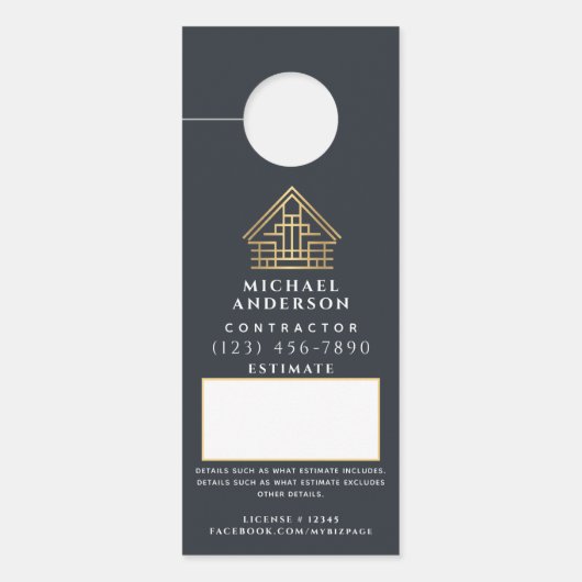 Blue Estimate Quote Builder Construction QR-code Deurhanger (Voorkant)