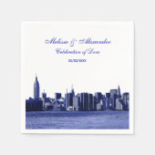 Blue Etched look NYC Skyline Silhouette, ESB #1 Servetten (Voorkant)