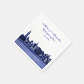 Blue Etched look NYC Skyline Silhouette, ESB #1 Servetten (Hoek)