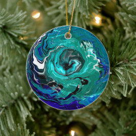 Blue Eternity | Abstracte kerstkunst Keramisch Ornament