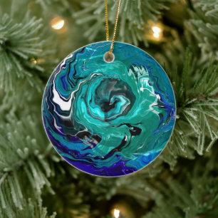 Blue Eternity   Abstracte kerstkunst Keramisch Ornament