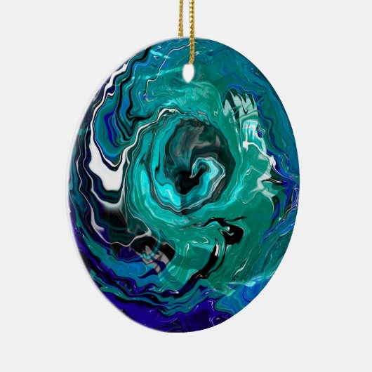 Blue Eternity | Abstracte kerstkunst Keramisch Ornament (Rechts)