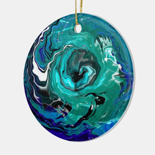Blue Eternity | Abstracte kerstkunst Keramisch Ornament (Links)