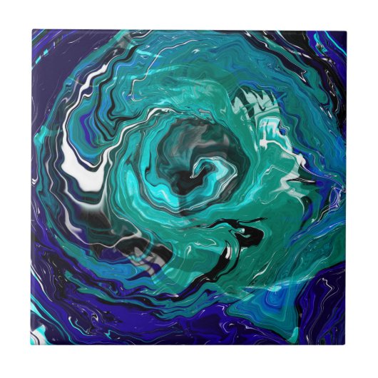 Blue Eternity | Abstracte kunst Tegeltje (Voorkant)