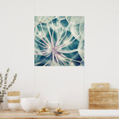 Blue Etheral Dandalion Macro Poster (Keuken)