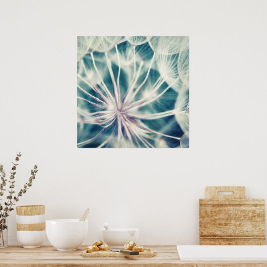 Blue Etheral Dandalion Macro Poster (Keuken)