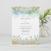 Blue Ethereal Flourish Wedding Kaart (Staand voorkant)
