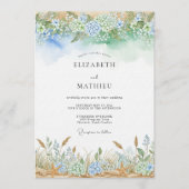 Blue Ethereal Flourish Wedding Kaart (Voorkant)