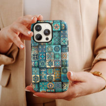 Blue Ethnic Flower Mandala | iPhone 14 Hoesje-Mate