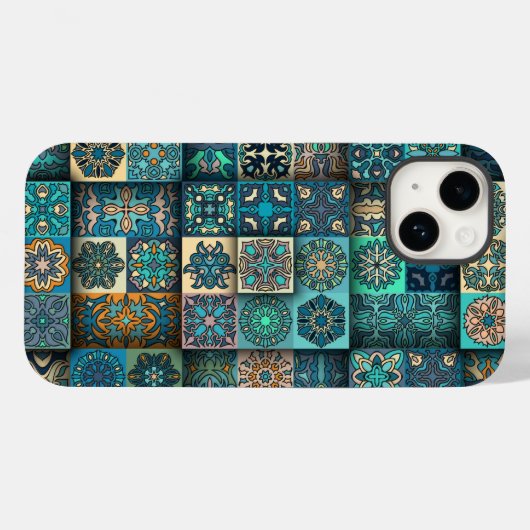 Blue Ethnic Flower Mandala | iPhone 14 Hoesje-Mate Case-Mate iPhone Case (Achterkant (horizontaal))