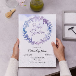 Blue Eucalyptus Floral Waterverf Baby shower Kaart