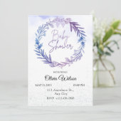 Blue Eucalyptus Floral Waterverf Baby shower Kaart (Staand voorkant)